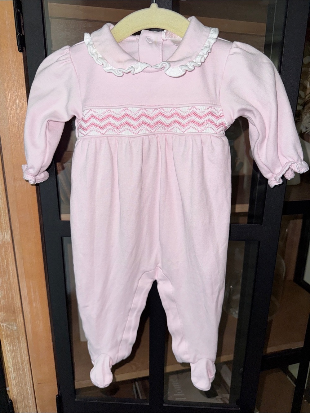 Kissy Kissy smocked footies pima peter pan collar ruffle baby girl newborn